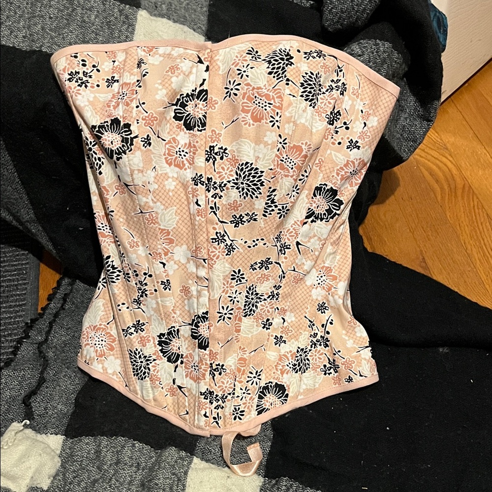 Charlotte Russe Peach Floral Strapless Corset Top